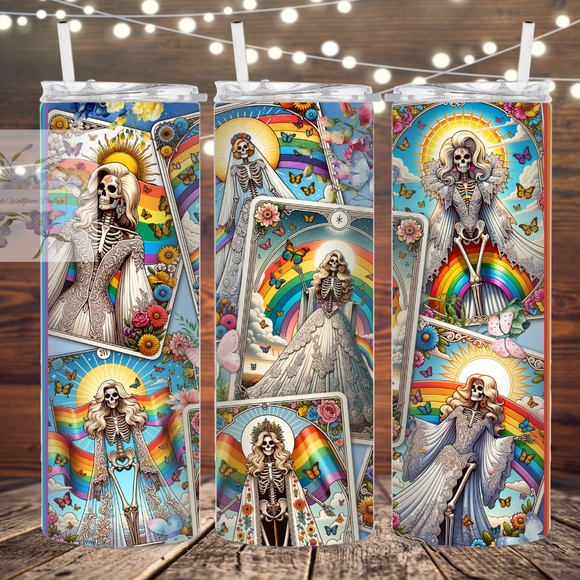 Hand Crafted Other - Drag Skeleton Tarot Card Metal Insulated Tumbler